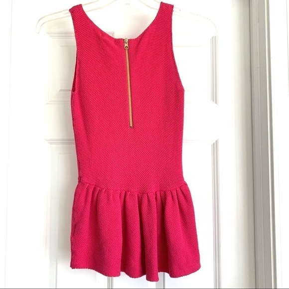 Joe Fresh Bright Pink Tight Knit Peplum Blouse Tank Top size Small - Picture 5 of 8